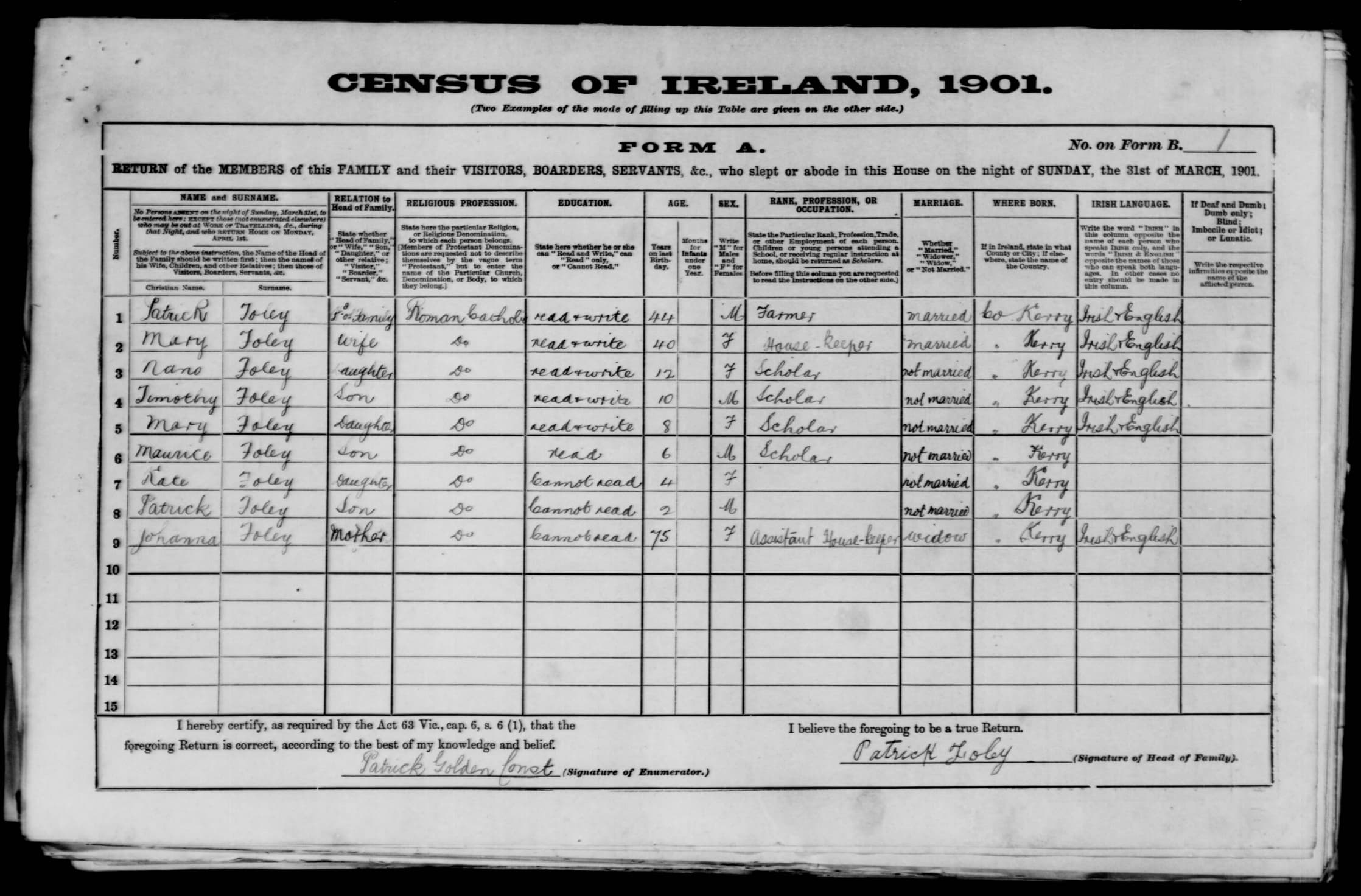 1901 Census Household Return